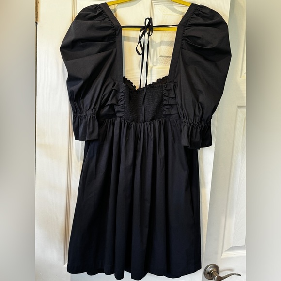 cinq a sept Navy Puff-Sleeve Smocked Mini Dress - Picture 4 of 12